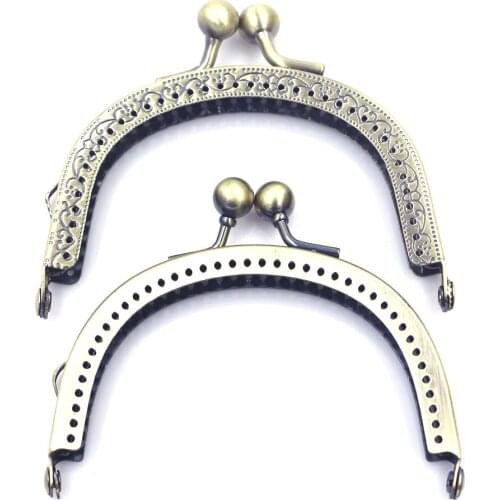 10PCS 8.5cm Bronze Tone Semicircle Purse Frames Kiss Clasps Handbag Handles Sewing Holes DIY Luggage Bag Accessories Hardware