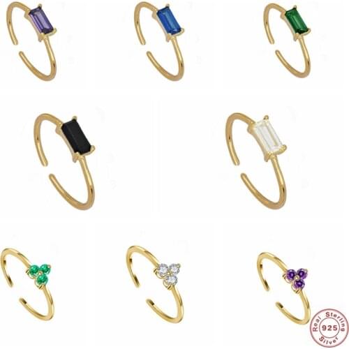 100% 925 Sterling Silver Kawaii Colorful Zircon Wedding Rings for Women Open Finger Ring Unisex Anillo Plata Fine Jewelry Gifts