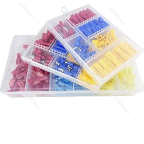 120PCS/Boxed Mixed pack Assorted Insulated Bullet/spade Butt Crimp Terminals Set Electrical Wire Connector Blue Yellow Red