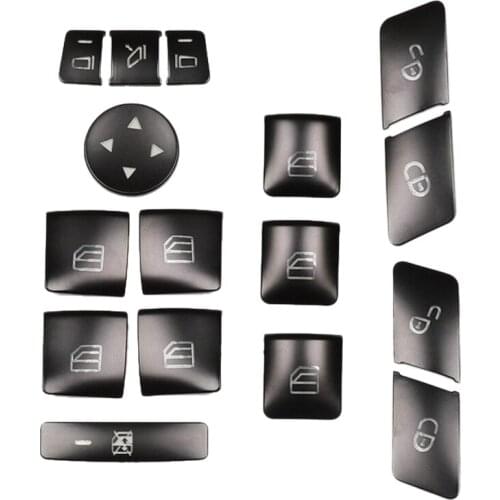 16PCS Car Door Seat Memory Lock Window Glass Lift Button Cover Sticker for Mercedes Benz CLA/GLA/GLK/GLE/CLS/GL/ML/A/B/E