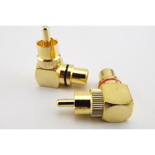 2pcs Brass Gold Plated RCA Right Angle Male To Female Connector 90 Degree Plug Adapters L type F tO M Audio Connectors
