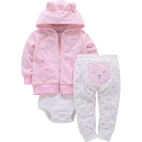 New Cotton Full Rushed Direct Selling 3pcs Baby Girls Jacket Trousers T-shirt Boy Fashion Girl Dress Suit Boys Tights Cloth