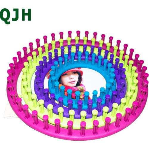 4size/set Creative Plastic Round Circle Hat Scarf Sweater Circle Looms Hand Knitting Knit Loom DIY Tool Kit + 2xNeedles + 1xHook