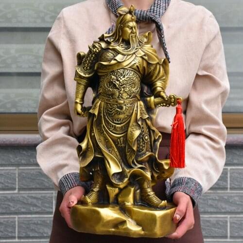 47CM large 2020 HOME Company business efficacious Protection # The God of wealth GUAN GONG Guandi dragon FENG SHUI brass statue