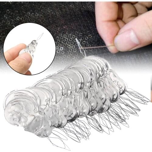 50pcs/Lot Stitch Insert Bow Wire Needle Threaders For Sewing Machines Aluminum Needle Threader Auxiliary Tools