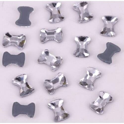 Free Shipping! High Quality Bow Tie Crystal Clear Flat Back Hotfix Rhinestones / Iron On Flat Back Crystals