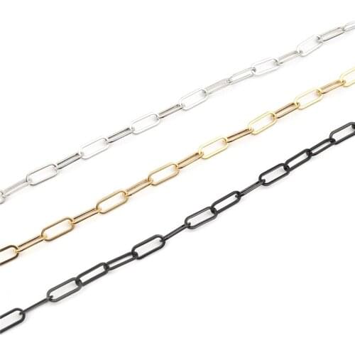 1 PC 59.5/45cm New Stainless Steel Link Cable Chain Necklace Gold Color Silver Color Oval Paperclip Chain Jewelry Women Men Gift