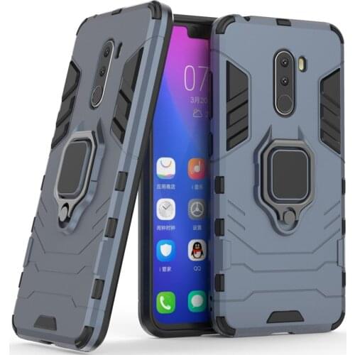 For Xiaomi Pocophone F1 / Poco F1 Case 2 In 1 Magnetic Ring Kickstand Rugged Case Anti Shock Impact Protective Hard Back Cover