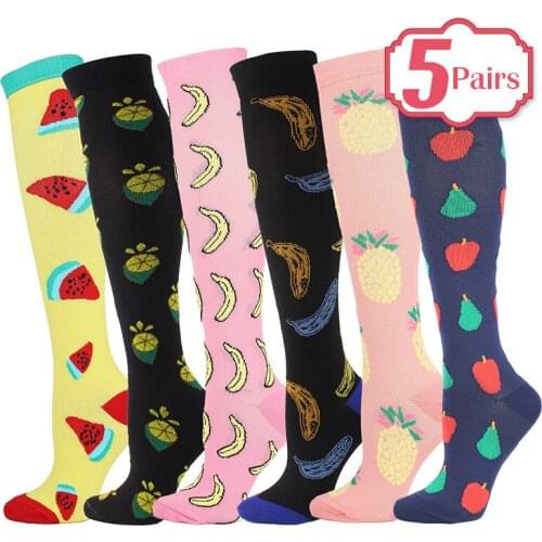 5 Pairs Men Women Compression Stockings Fit For Sports Cycling Socks Anti Fatigue Pain Relief Knee Prevent Varicose Veins Socks