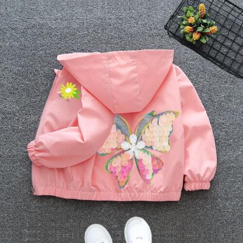 Sequin Butterfly Jacket Spring Autumn Cute Girls Long Sleeve Jacket Baby Kids Children Clothes