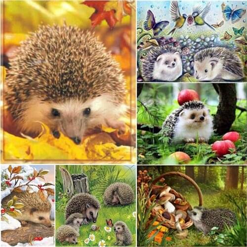 DIY Hedgehog 5D Shiny Diamond Painting Full Round Drill Embroidery Cross Stitch Kits Self Adhesive Canvas Wall Art Decor