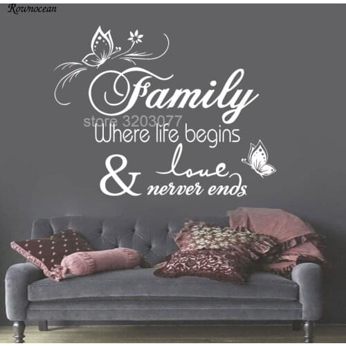 DIY Family & Love Butterfly Inspirational Quotes Window Wall Stickers Removable Art Vinyl Decor Home Decals Mural H516