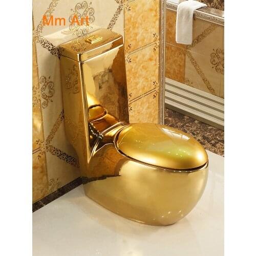 European Style Artistic Golden One Piece Closestool Gravity Fluishing Washdown Toilet WC