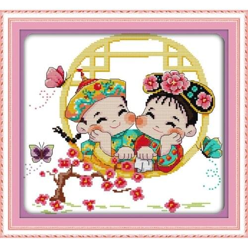 A harmonious union lasting a hundred years(1) cross stitch kit people 18ct 14ct 11ct count print canvas stitches embroidery DIY