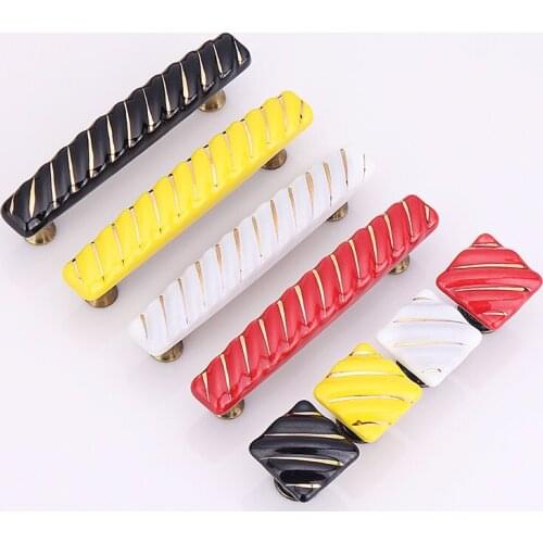 3.8"European Ceramic cabinet corrugated handle Ceramic rectangular pull Modern simple kitchen door handle Rural drawer knob 96mm