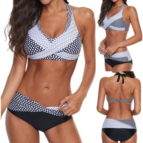 #H30 Polka Dots Print Push Up Bikini 2020 Two Piece Swimsuit Women High Waist Bikini Set Plus Size Swimwear Beach Bathing Suit