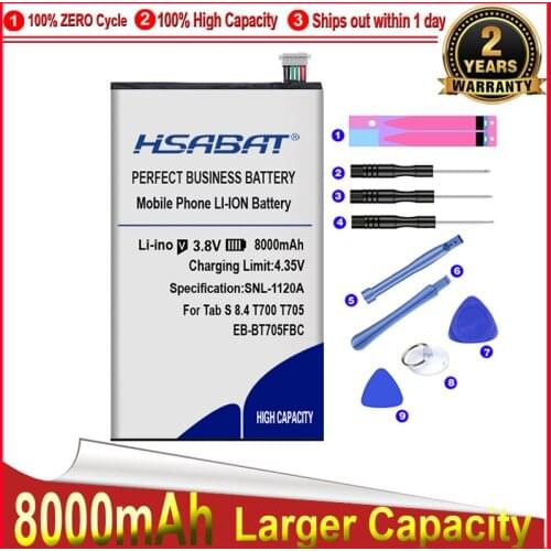 HSABAT 0 Cycle 7600mAh EB-BT705FBC EB-BT705FBE Battery for Samsung GALAXY Tab S 8.4 SM-T700 T701 T705 Replacement Accumulator