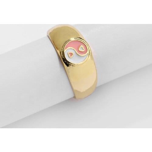 New Ins Creative Color Tai Chi Gossip Ring Vintage Drop Oil Heart Yin Yang Rings For Women Girls Fashion Jewelry Gift