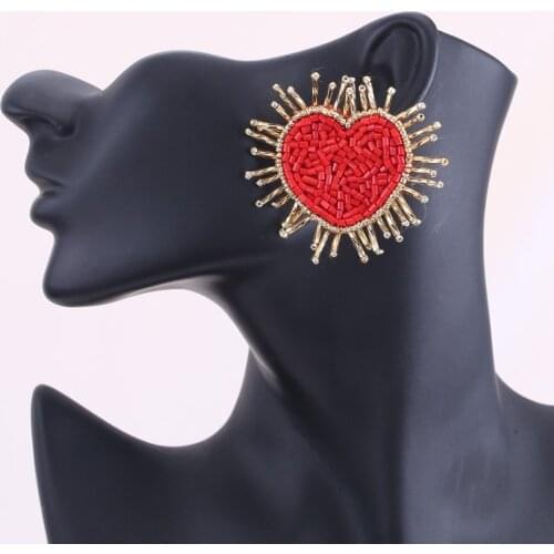 Statement Earrings Jewelry 2020 New Handmade Boho Beaded Eyes Heart Drop Earrings Love Wedding Gift Ethnic Bijoux Lady Earrings