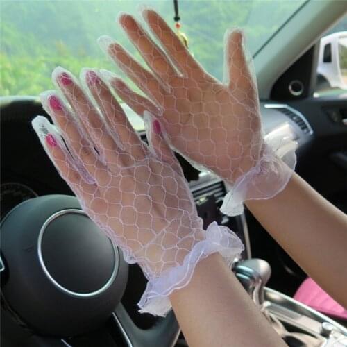 Bridal Lace Net Yarn Gloves Wrist Length Gloves Finger Short Wedding Accessories