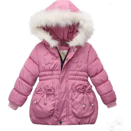 Girls Warm Winter Coat Jacket For Girls Baby Cotton-Padded Jacket Thick Coat Hooded Zipper Solid Casual Cotton Clothes 1-4 Yrs
