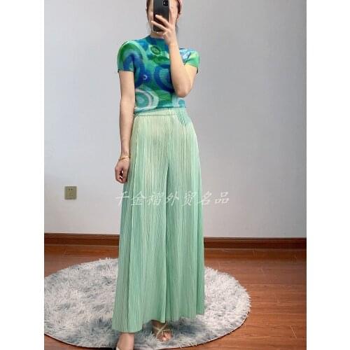 HOT SELLING Miyake FashionThin section section full-length Wide leg pants IN STOCK