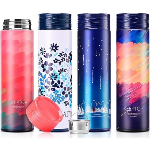 Fashion Vacuum 304 Stainless Steel Insulation Cup Star Sky Watercolor Straight Cup Lovers Student Portable Teacup Gift Water Cup