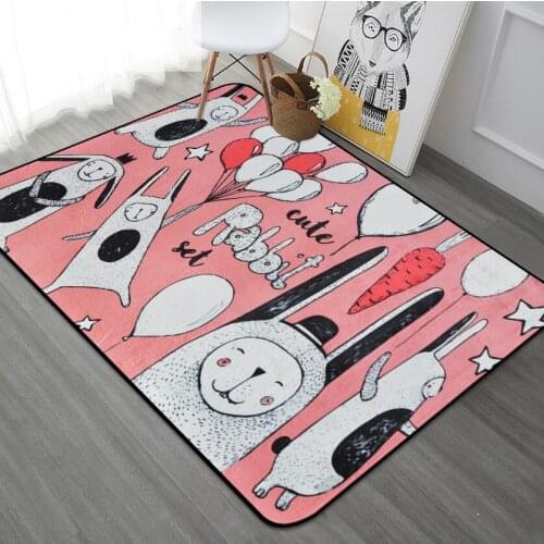 Cartoon rabbit animal children carpet for livingroom bedroom rug hallway door mat strip crawling pads bathroom kitchen non-slip