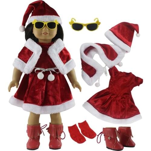 New 6in1 Set Doll Clothes+Hat+Shawl+Glasses+Boots+Socks+Bags for 18"American Doll