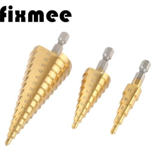 3Pcs HSS Step Drill Bit Set 4-12mm 4-20mm 4-32mm Titanium Coated Wood Metal Hole Cutter Durable Drill Bits Tool
