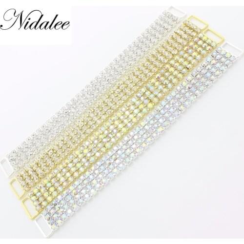 Nidalee 165mm Bikini Connectors Rhinestone Chain Bra For Swimming Wear Buckles Bridal Applique Wedding Embellishments 2pcs