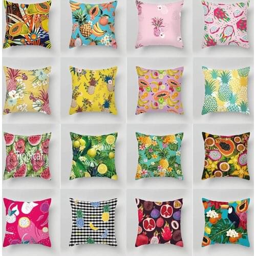 New Fruit Pattern Pillow Cover 45x45cm Home Fruit Leaf Bird Sofa Cushion Cover Seat Cushion Cover Home Decoration Pillow Case