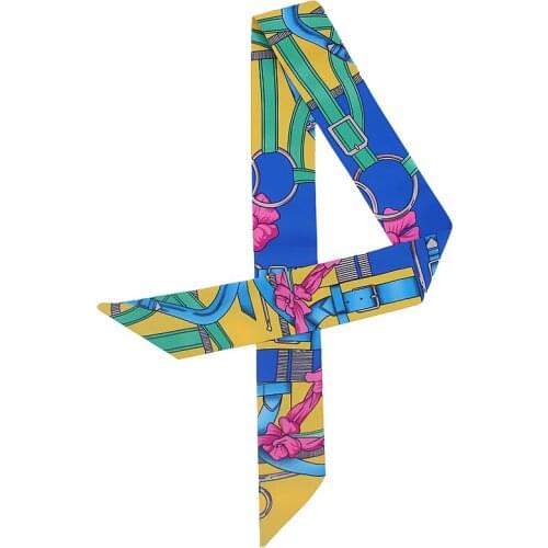 New Design Scarf Floral Print Ties Twill Silk Scarf Women Fashion Head Scarves Brand Handle Bag Ribbons Small Long Scarves