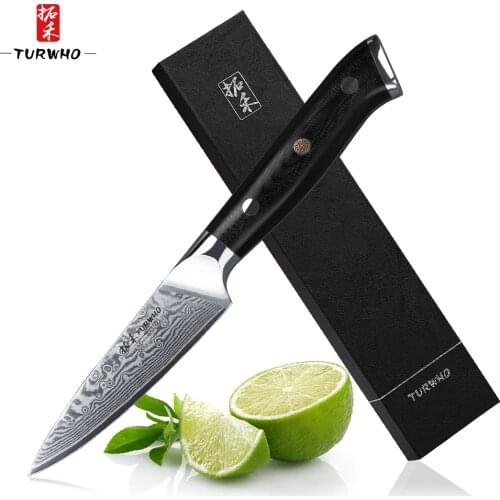 3.5" inch Paring Knife chef knife Japanese Damascus Steel VG-10 Handle Fruit Peeling Kitchen Knife Fruit Knives