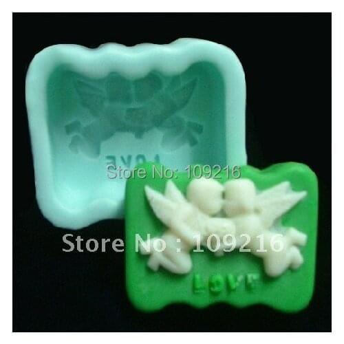 Wholesale!!!1pcs Two Flying Angels (R0215) Silicone Handmade Soap Mold Crafts DIY Mold