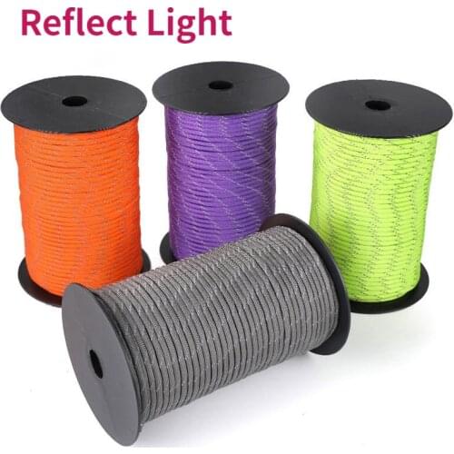 Outdoor 7-Core Paracord High Reflective Paratrooper Rope Emergency Survival Rope Tent Pull Rope Paracord 550 100M