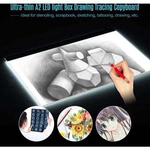 A2 Drawing Tablet Large Ultra-thin LED Light Pad Box Painting Tracing Panel Copyboard Stepless Adjustable Brightness USB Powered