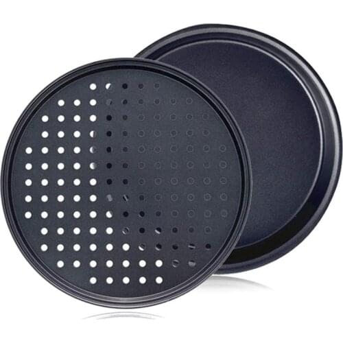Pizza Pan with Holes,10 Inch Pizzas Baking Crisper Tray,Non-Stick Bakeware Plate Professional Pie Pan for Oven 2 Set