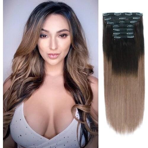 Kayla 120g Volume Series Brazilian Machine Remy Straight Clip In Human Hair Extensions Full Head 7Pcs 14 to 24 inch