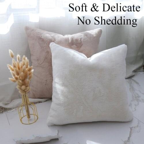 Luxury Nordic Plush Pillowcase Soft Faux Fur Cushions Tender Delicate Bed Furry Cushion Princess Pillow Home Wedding Decoration
