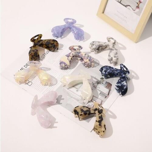 Ruoshui Woman Printed Hair Claws Acetate Hairpins Girls Barrettes Whale Tail Hair Clips Women Hair Accessories Hairgrip Ornament