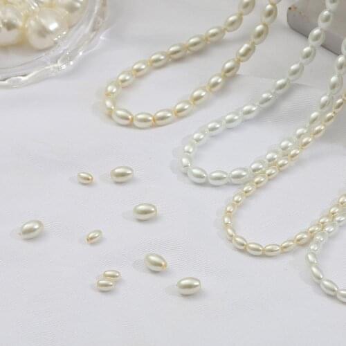 90-120pcs/lot Multiple Size Beige White Oval Shape Glass Pearl Charms Beads for DIY Necklace Earring Bracelet Jewelry Making