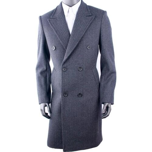 Thick 100% Wool Overcoat For Cold Winter Men Long Coat, Heavy Wool Coat With Subtle Stripe Winter Coats 2019 Fashion Design