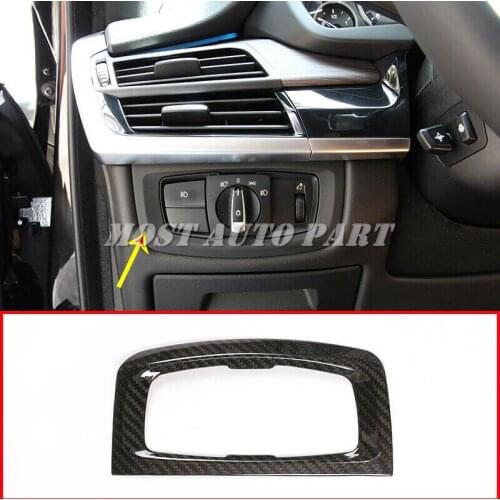 Carbon Fiber Interior Headlight Switch Button Trim Cover For BMW X5 F15 2014-2018 1pcs Car Decoration Car Accesories Interior