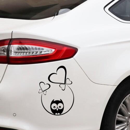 10CM*14CM Lovely Swing Heart Owl Vinyl Black/Silver Decal Car Sticker C22-1000