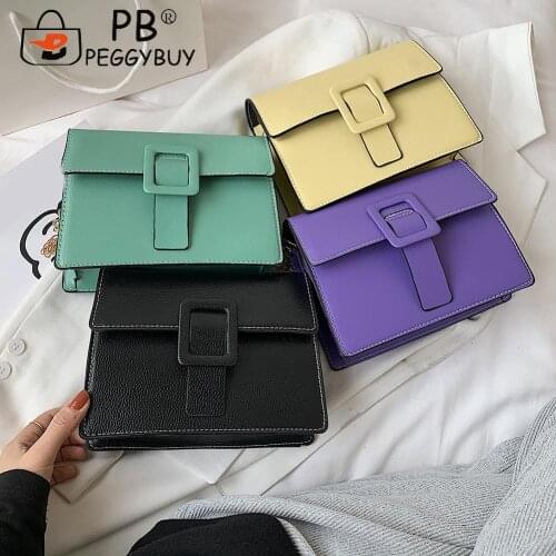 Fashion Women PU Shoulder Messenger Bag Pure Color Chain Shoulder Crossbody Bag Casual Ladies Small Flap Handbag Streetwear