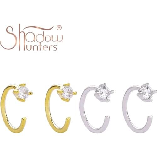 SHADOWHUNTERS Classic 925 Sterling Silver Dainty Ear Cuff Cilp On Earrings For Women Gift Simple Crystal Earcuff Fashion Jewelry