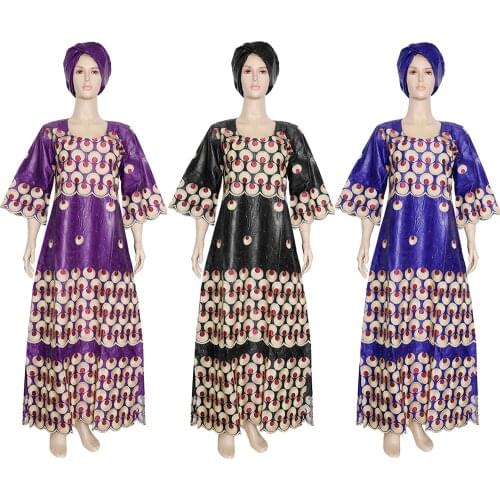 H&D Maxi Dresses For Women Bazin Riche Getzner 2020 New Ladies Clothing Evening Gown Kaftan Dress Embroidery Dashiki Lace Robes
