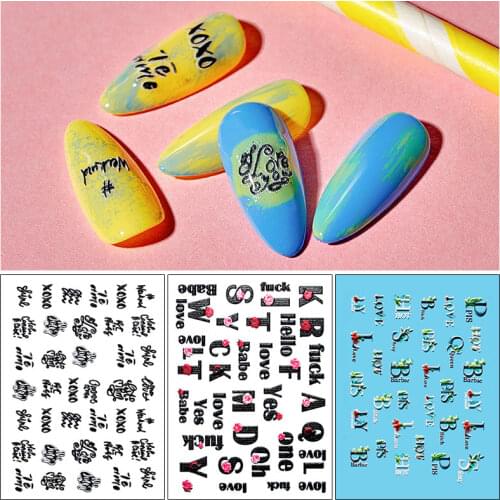 1 Sheet 3D Acrylic Engraved Flower Nail Sticker Embossed lace Flower Decals Letter Style Manicure Decoration Decals