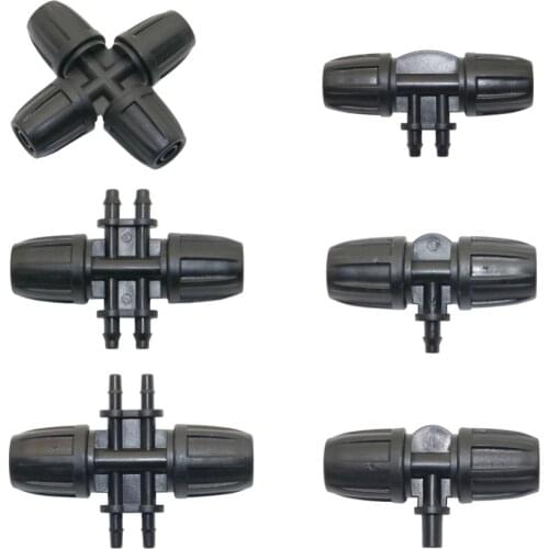 8/11mm To 3/5mm Or To 4/7mm 4-Way 3-Way Garden Water Connectors With Lock Nut Garden irrigation Plastic Hose Splitters 1 Pcs